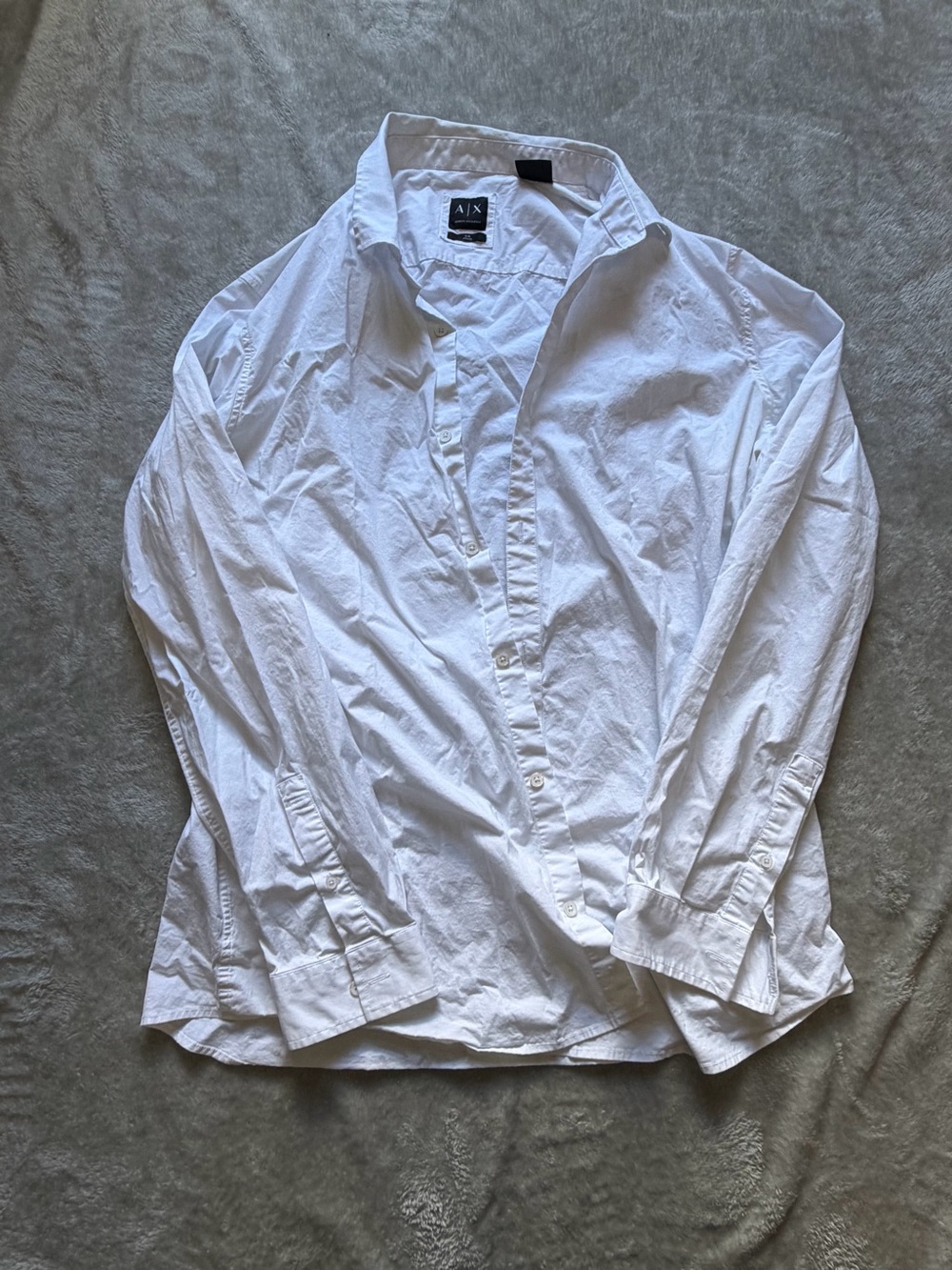 Armani Exchange Men’s White Long-Sleeve Button-Up Shirt